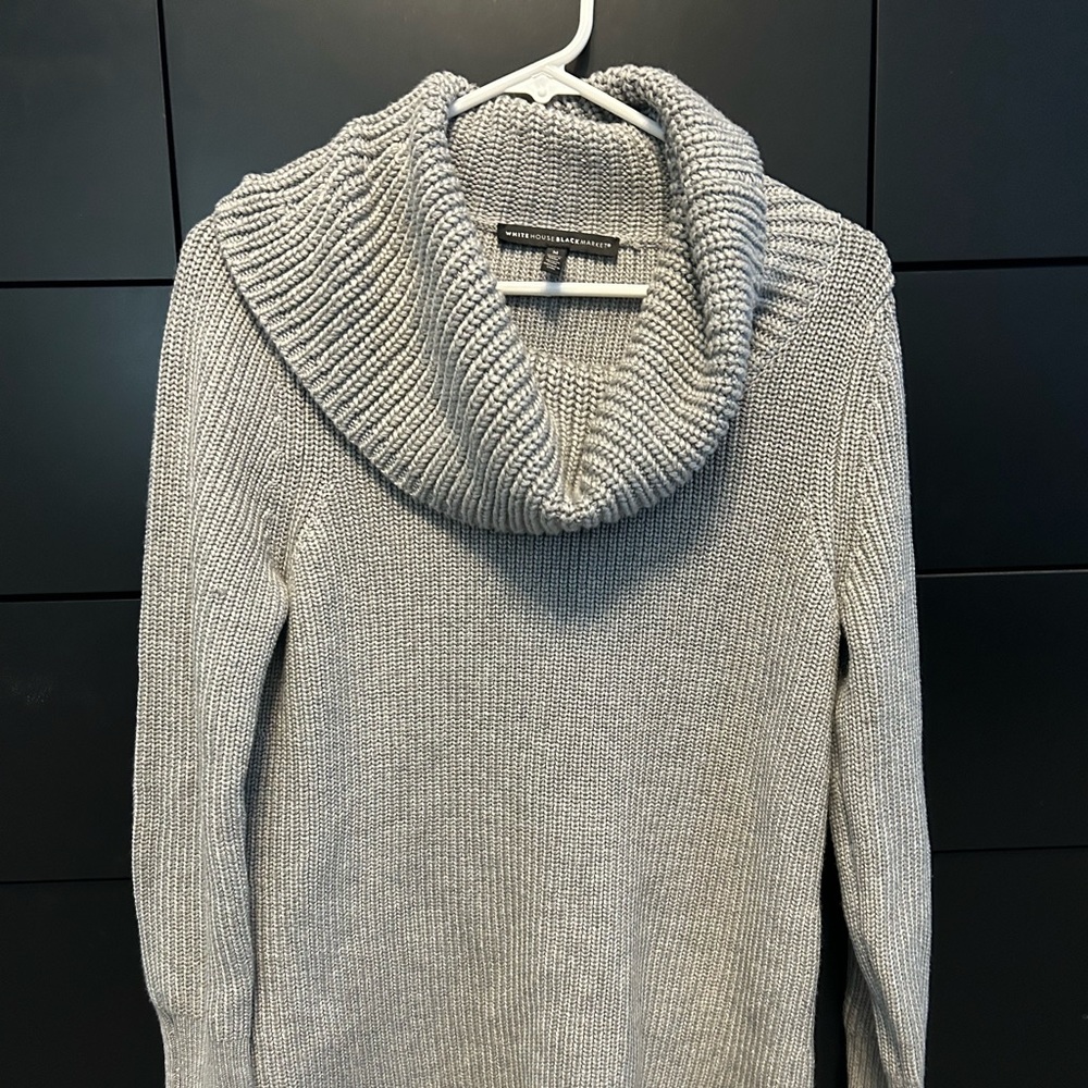 White House Black Market Grey Long Sleeved Cowl neck sweater